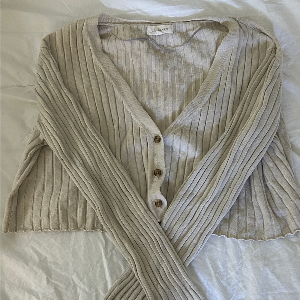La Hearts beige Ribbed Knitwear sweater